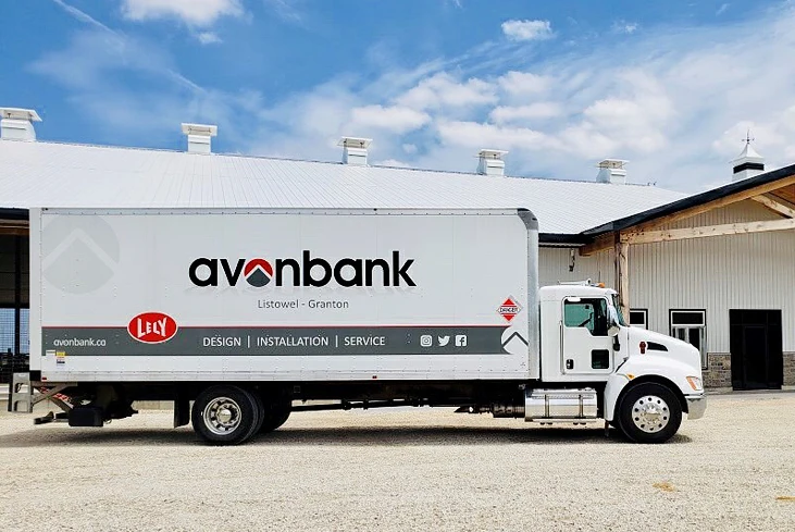 Avonbank delivery truck in yard