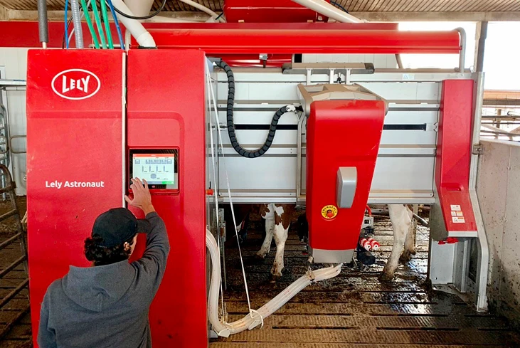 person working on Lely machine